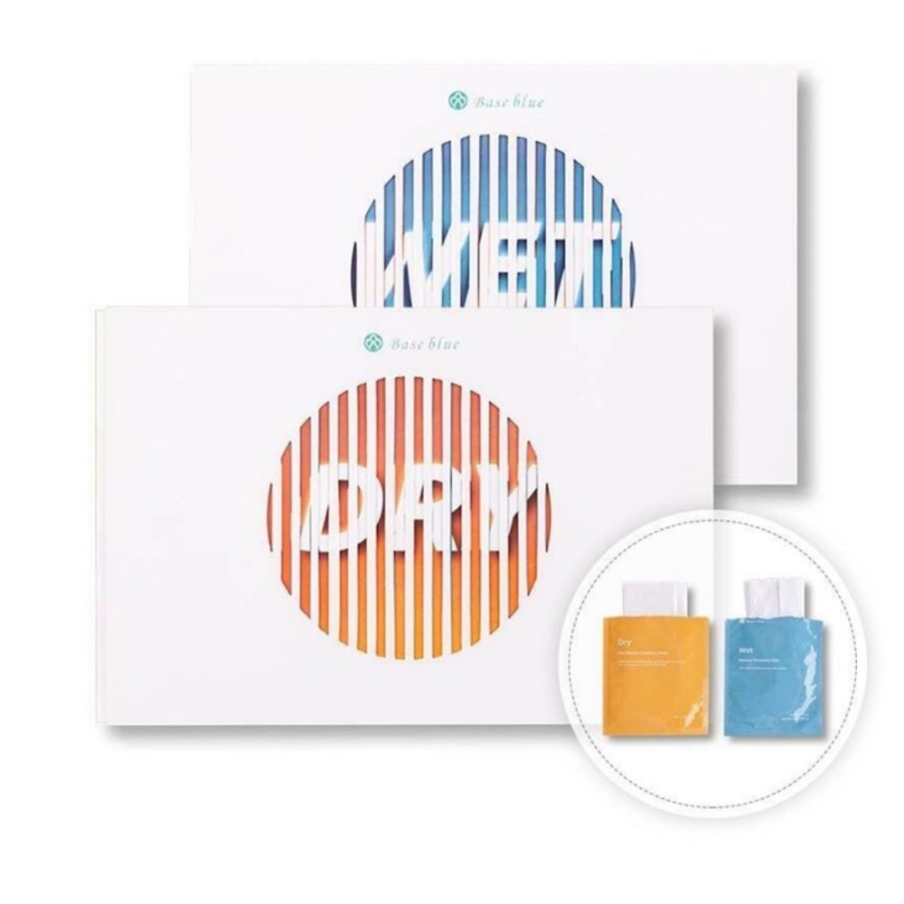 Baseblue Cosmetics New Dry and Wet Dual Action Facial Cleansing Wipes 20‎ Count